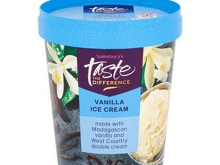 Sainsburys Taste The Difference Vanilla Ice Cream 480ml on Sale