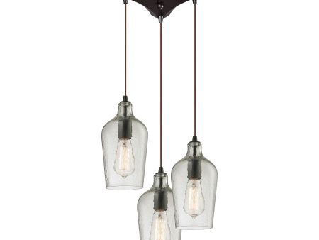 Hammered Glass 10  Wide 3-Light Pendant Hot on Sale