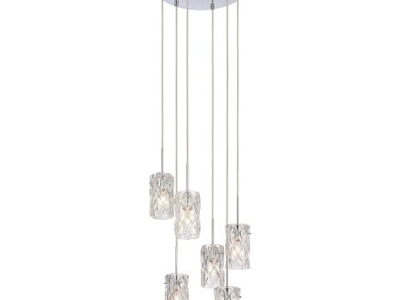 Forma de Crystal 17.5  Wide 6-Light Pendant For Sale